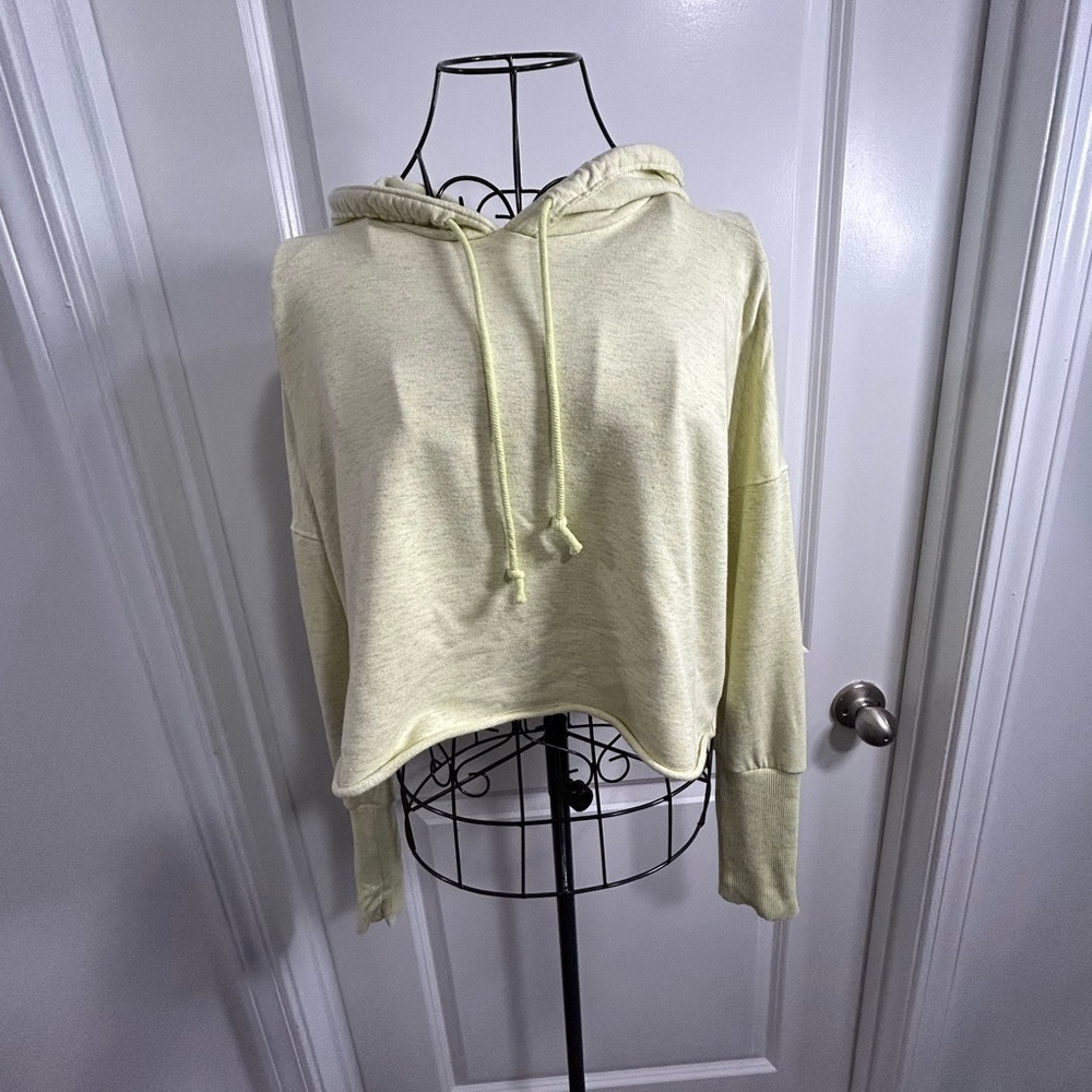 Nike Women's Soft‎ Yellow Cropped Hoodie with buttons on sleeve